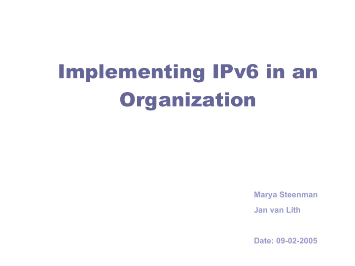 implementing ipv6 in an organization