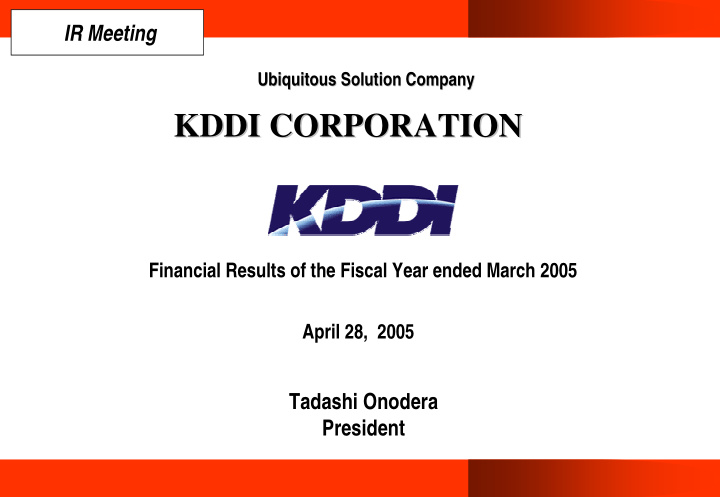 kddi corporation kddi corporation