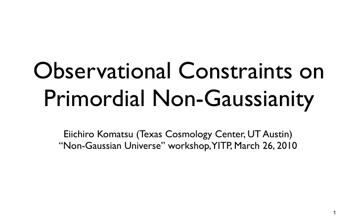 observational constraints on primordial non gaussianity