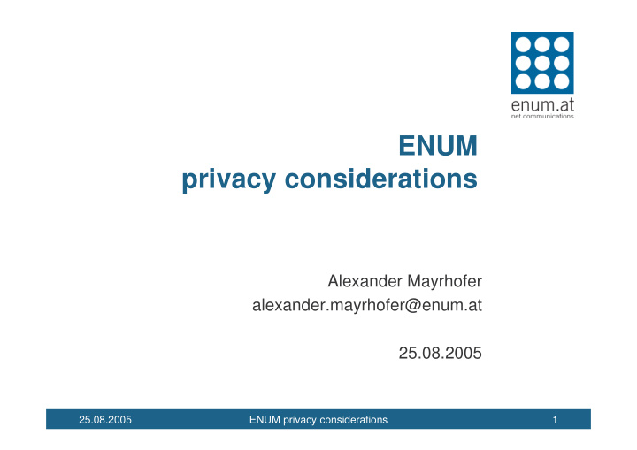 enum privacy considerations