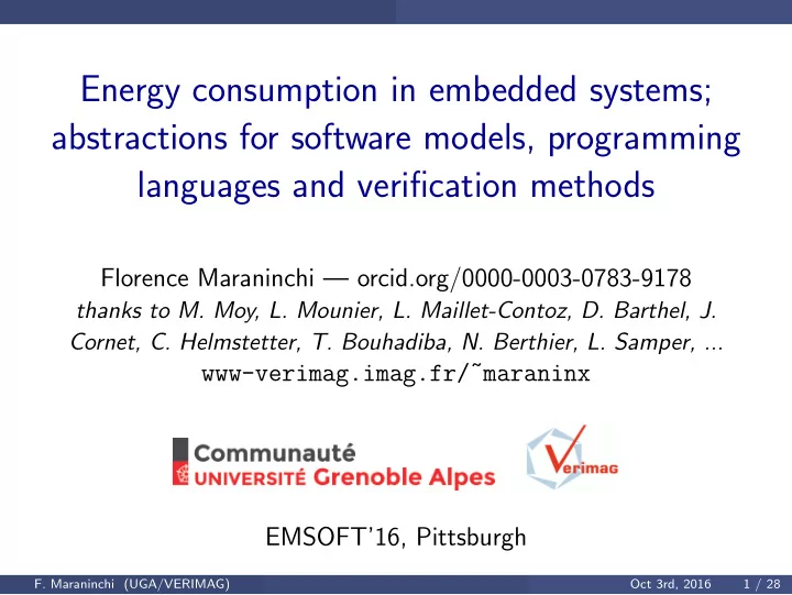energy consumption in embedded systems abstractions for