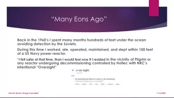 Many Eons Ago  Back in the 1960s I spent many months hundreds of feet under the ocean