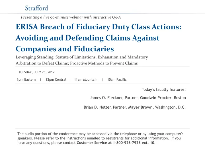 erisa breach of fiduciary duty class actions avoiding and