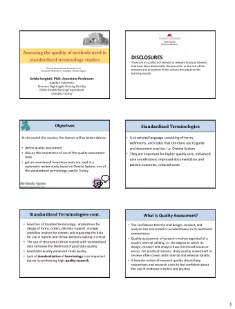 DISCLOSURES  standardized terminology studies  There are no conflicts of interest or relevant
