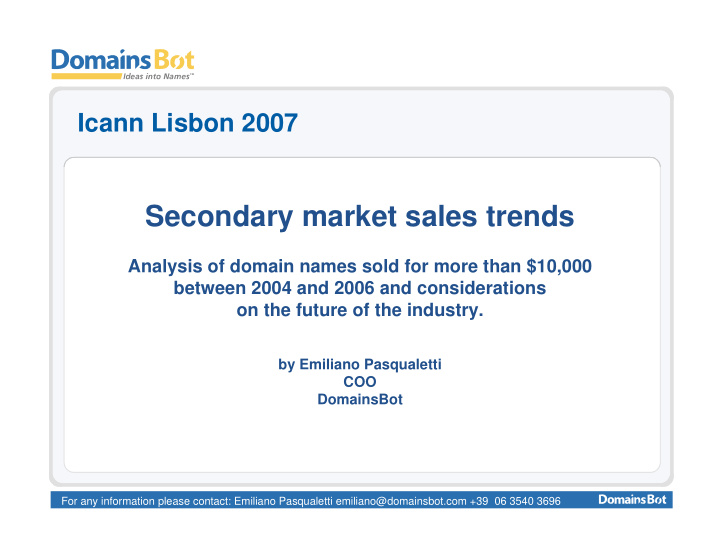 secondary market sales trends