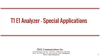 T1 E1 Analyzer  Special Applications  818 West Diamond Avenue - Third Floor,  Gaithersburg, MD