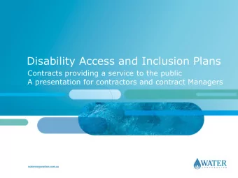 Disability Access and Inclusion Plans  Contracts providing a service to the public  A presentation
