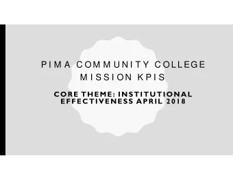 P I M A  C O M M U N I T Y  C O L L EG E  M I S S I O N  K P I S  CORE THEME: INSTITUTIONAL