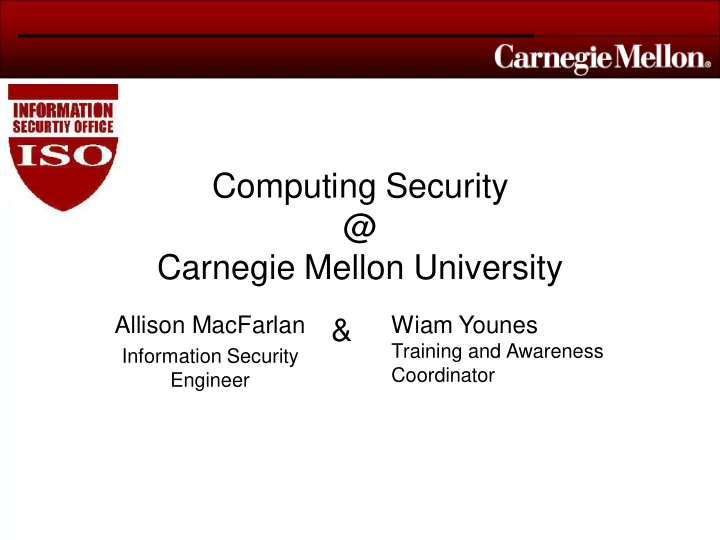 computing security carnegie mellon university