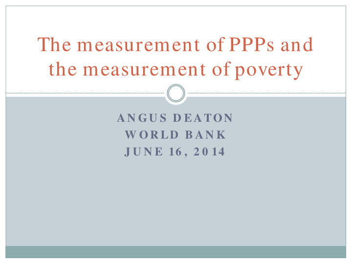 the measurement of ppps and the measurement of poverty
