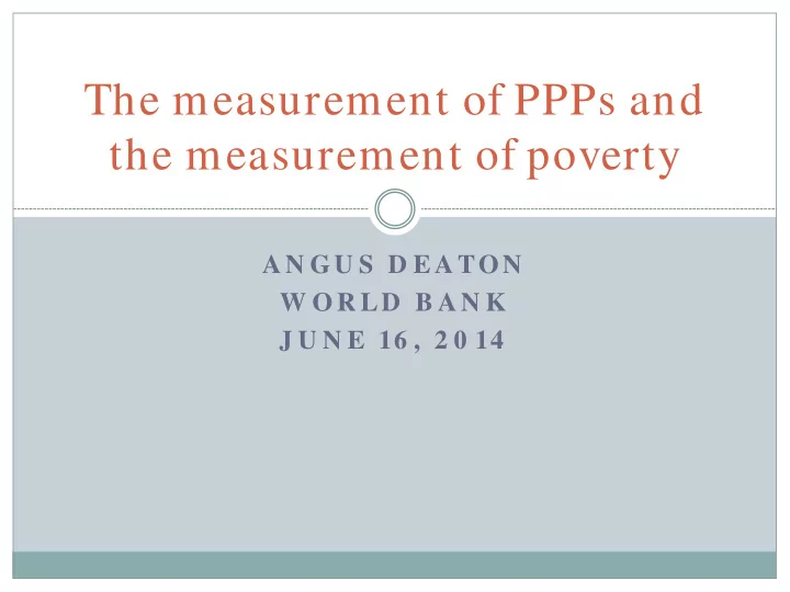 the measurement of ppps and the measurement of poverty