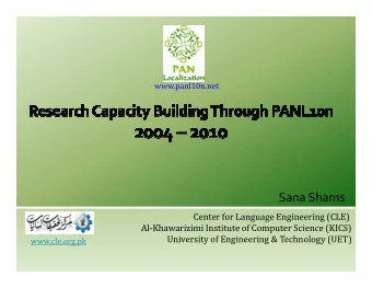 Sana Shams  Center for Language Engineering (CLE)  Al-Khawarizimi Institute of Computer Science