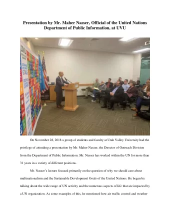 Presentation by Mr. Maher Nasser, Official of the United Nations  Department of Public Information,