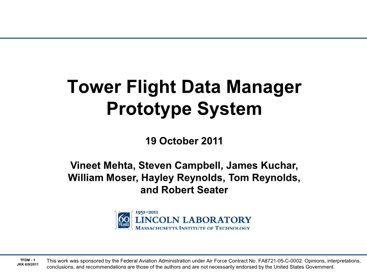tower flight data manager prototype system