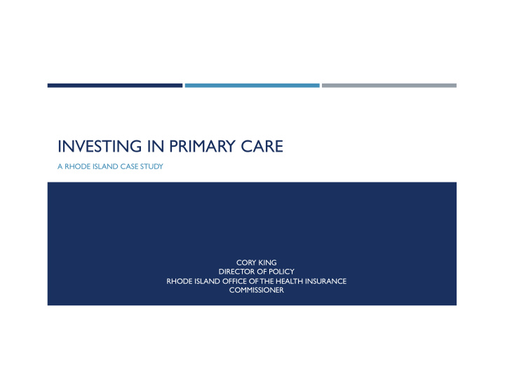 investing in primary care