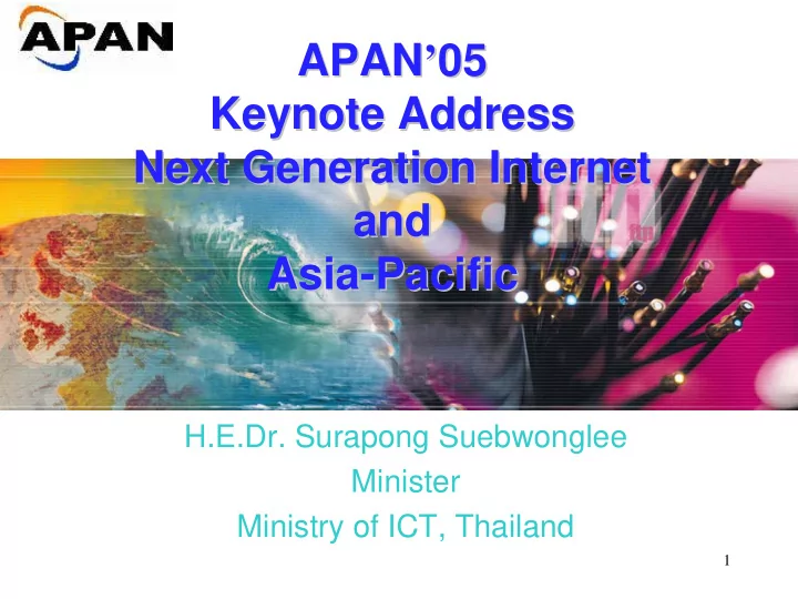 apan 05 apan 05 keynote address keynote address next