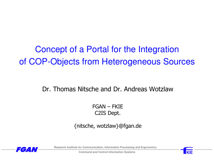 concept of a portal for the integration of cop objects