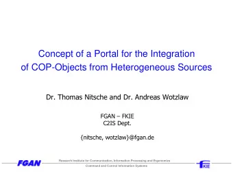 Concept of a Portal for the Integration  of COP-Objects from Heterogeneous Sources