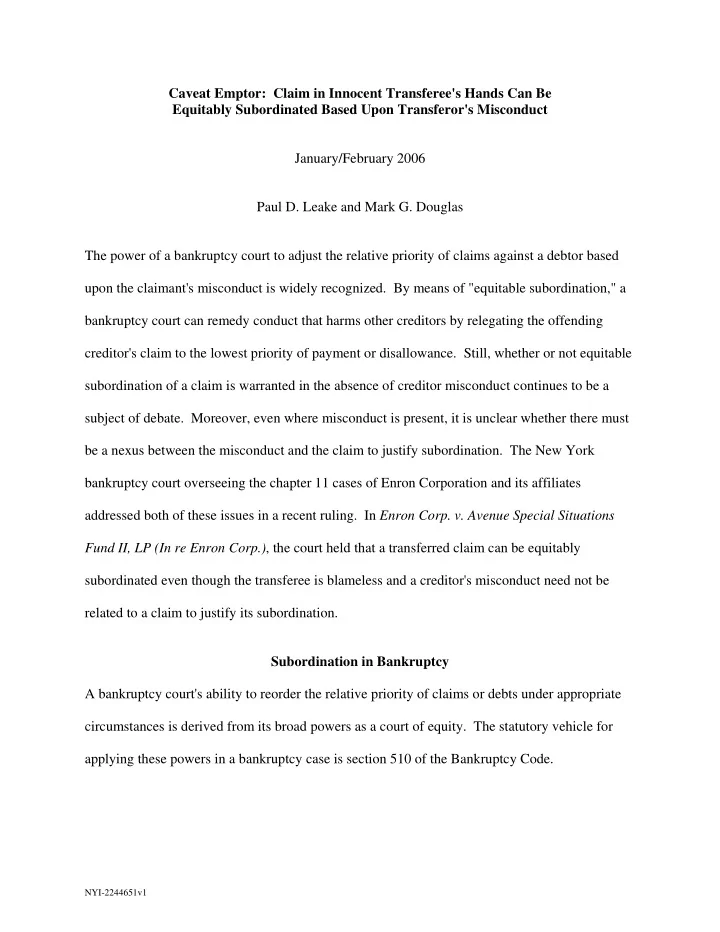 caveat emptor claim in innocent transferee s hands can be