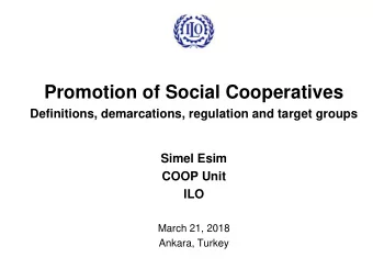 Promotion of Social Cooperatives  Definitions, demarcations, regulation and target groups  Simel