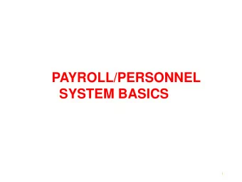 SYSTEM BASICS  1  Table  le of Contents  Appointments  Personnel Information  Salary