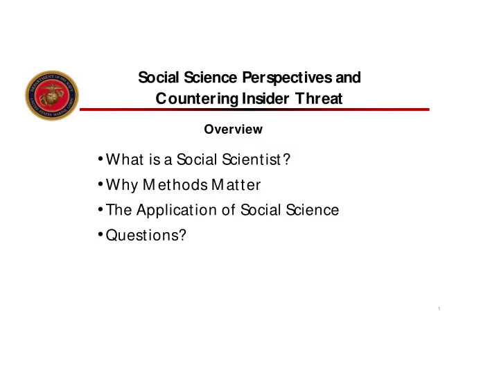 social science perspectives and countering insider threat