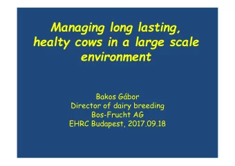 Managing long lasting,  healty cows in a large scale  environment  Bakos Gbor  Director of dairy