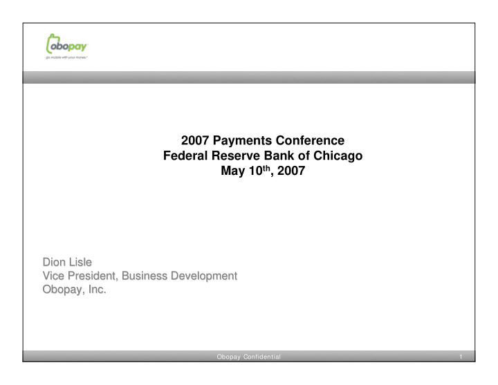 2007 payments conference federal reserve bank of chicago