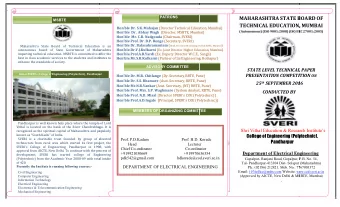 MAHARASHTRA STATE B BOARD OF PATRONS  MSBTE  TECHNICAL EDUCATION, N, MUMBAI Honble Dr. S.K.