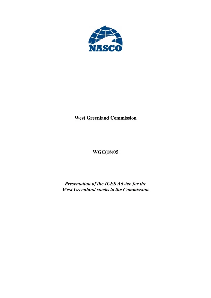 west greenland commission wgc 18 05 presentation of the