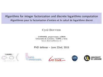Algorithms for integer factorization and discrete logarithms computation  Algorithmes pour la