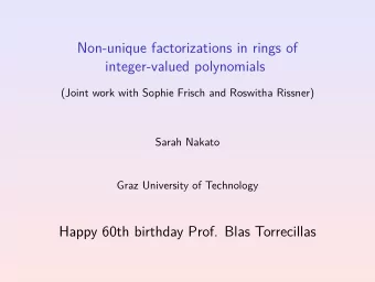 Non-unique factorizations in rings of  integer-valued polynomials  (Joint work with Sophie Frisch