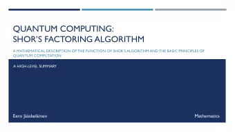 QUANTUM COMPUTING:  SHORS FACTORING ALGORITHM A MATHEMATICAL DESCRIPTION OF THE FUNCTION OF