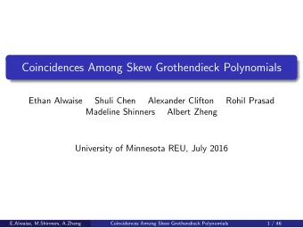 Coincidences Among Skew Grothendieck Polynomials  Ethan Alwaise  Shuli Chen  Alexander Clifton