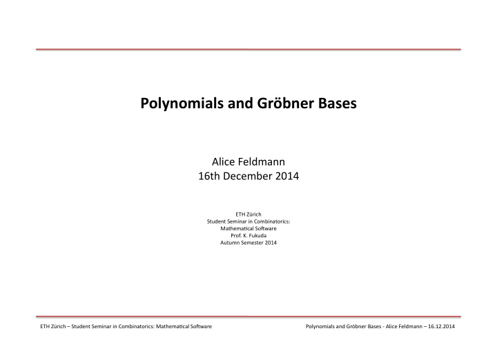 polynomials and gr bner bases