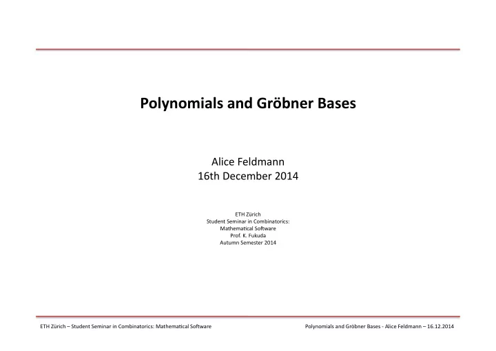 polynomials and gr bner bases