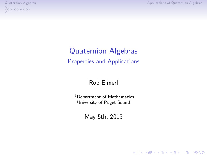 quaternion algebras