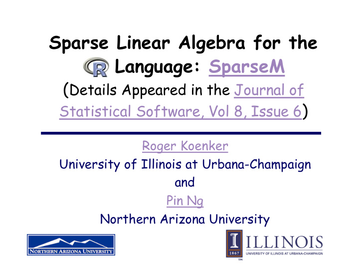 sparse linear algebra for the language sparsem