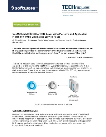 webMethods EntireX for ESB: Leveraging Platform and Application  Flexibility While Optimizing