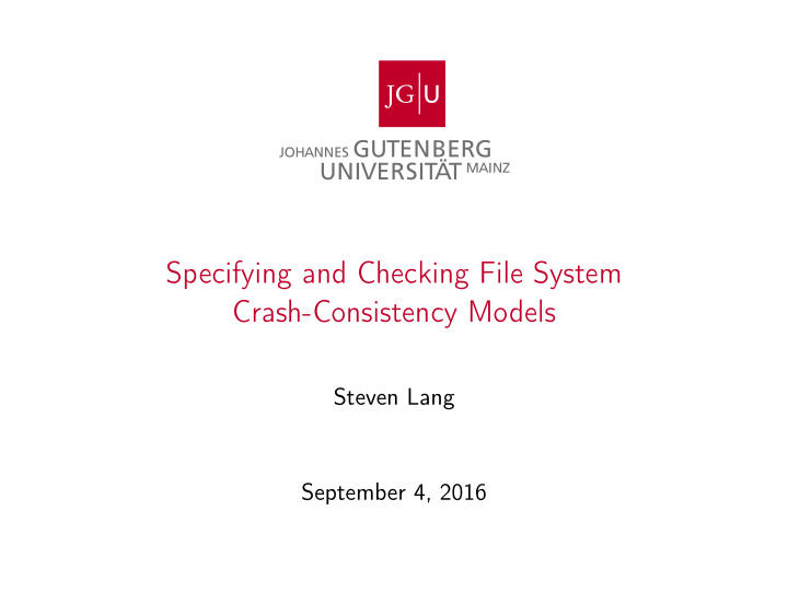 specifying and checking file system crash consistency