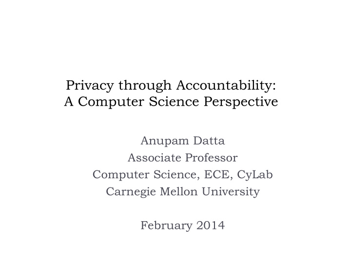 privacy through accountability a computer science