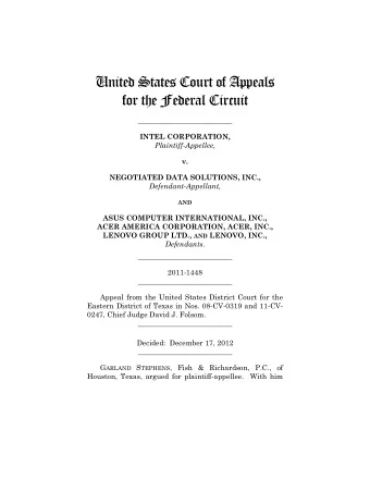 United States Court of Appeals  for the Federal Circuit  __________________________  INTEL