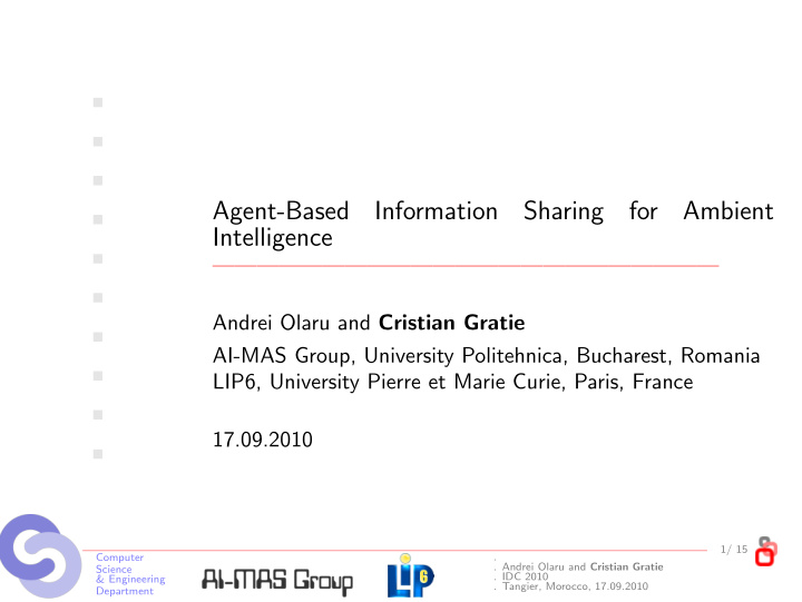 agent based information sharing for ambient