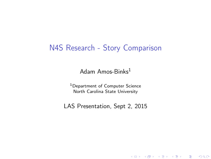 n4s research story comparison