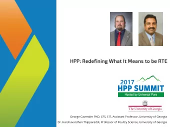 Dr. Harshavardhan Thippareddi, Professor of Poultry Science, University of Georgia  Brief