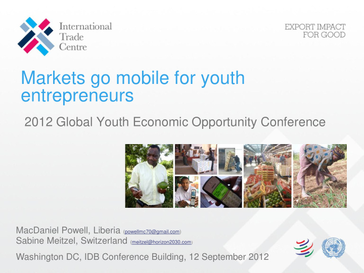 markets go mobile for youth