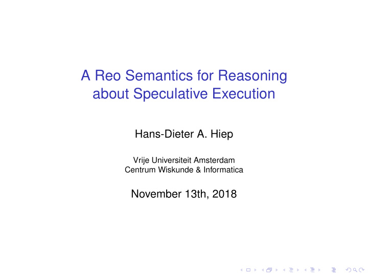 a reo semantics for reasoning about speculative execution