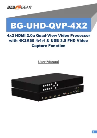 BG - UHD - QVP - 4X2 4x2 HDMI 2.0a Quad - View Video Processor  with 4K2K60 4:4:4 &amp; USB 3.0 FHD