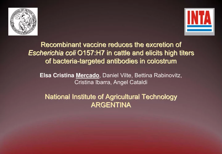 recombinant vaccine reduces the excretion of recombinant