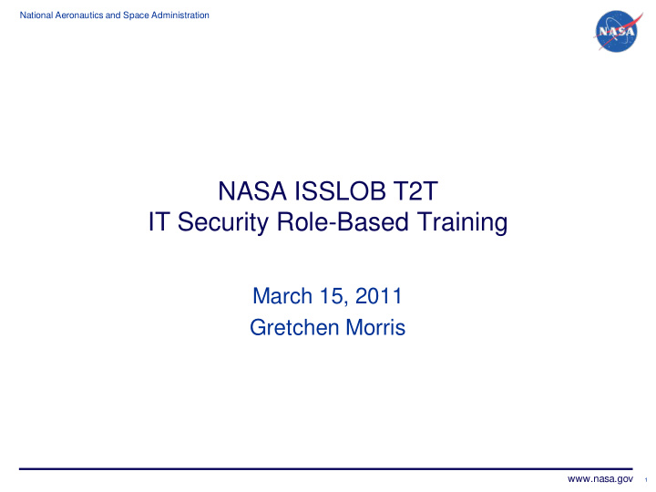 nasa isslob t2t it security role based training
